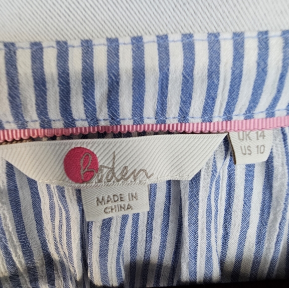 Boden Embroidered Longsleeve Blouse Women Size 10 Blue & white stripe100% Cotton - Picture 3 of 8